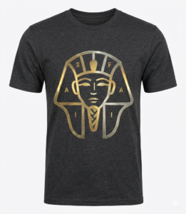 "Custom DTF transfer printed on black cotton t-shirt"